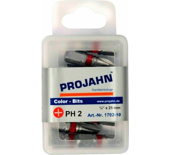 PROJAHN Color 1/4" markierter Bit L25 mm Phillips Nr 2 10er-Pack PH2 1702-10