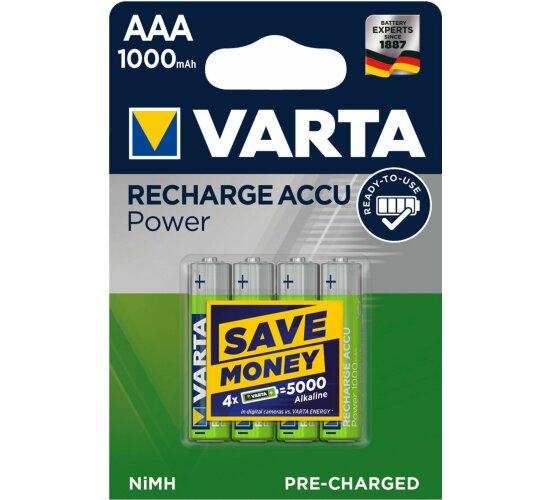 Varta Akku Ready2Use AAA Micro Ni-Mh Akku 1000 mAh 4er Blister