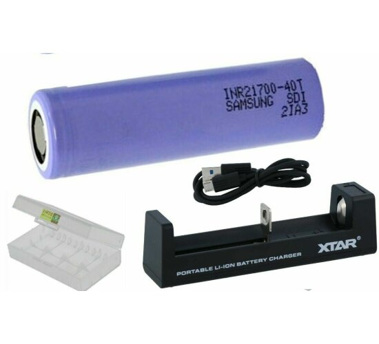 XTAR USB-Ladegerät MC1S Li-Ion  + 1 Samsung 4000 mAh 40T Akku 21700 + Box