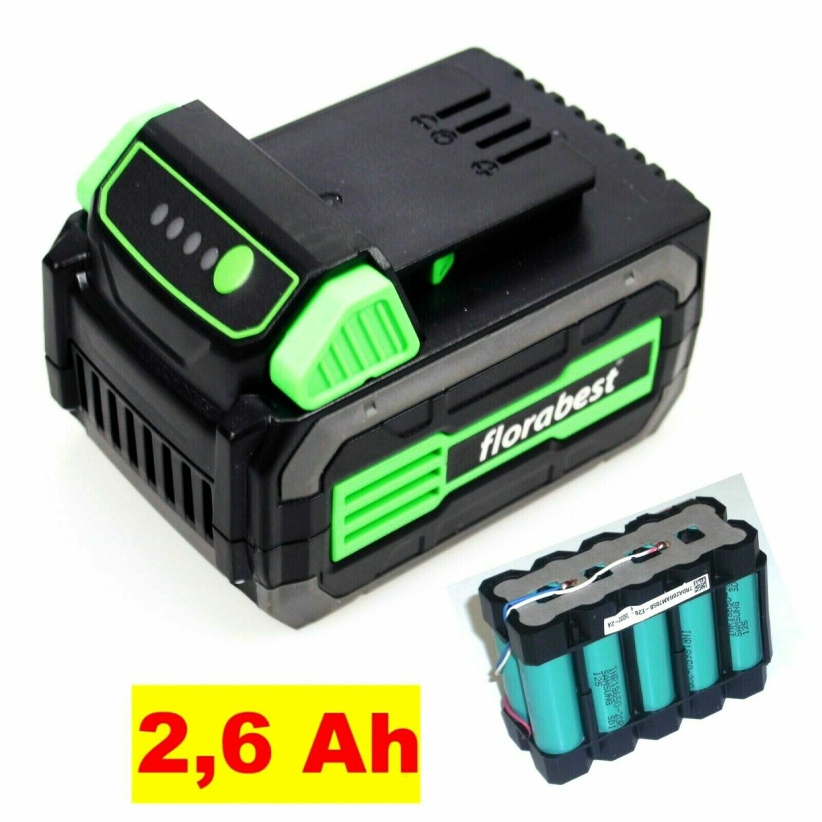 Reparatur Zellentausch für Florabest Akku FAP 40 A1 mit 2,5 Ah Samsun