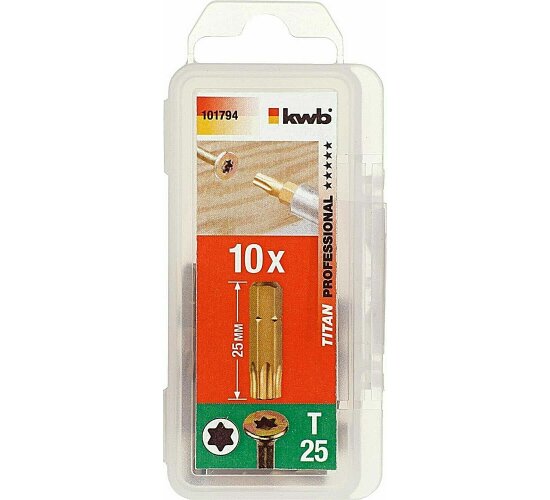 KWB 101794 Bits, Titan nitriert torx T25 DIN EN ISO 10664, Profipack (10 Stück)