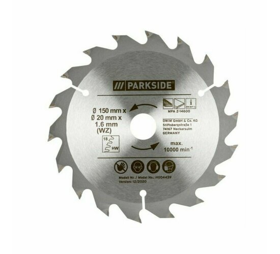 Parkside HM 150 mm x 20/16 x 18 Z Sägeblatt WZ TCT