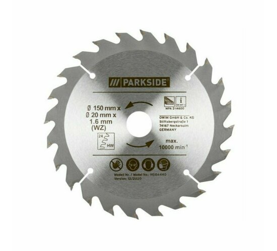 Parkside HM  150 mm x 20/16 x 24 Z Sägeblatt WZ TCT