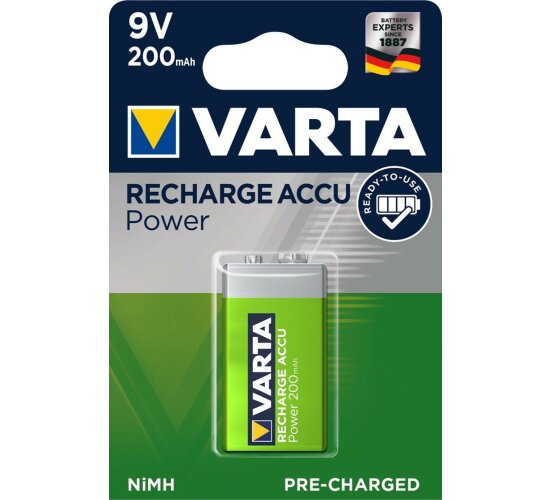 Varta 9V NiMH Akku 200mAh 1er Blister Ready To Use LR61 PP3 56722