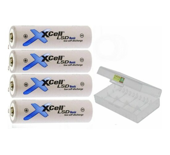 4 x XCell Micro AAA Akku LSD Basic Ni-Mh 1,2V 800mAh low self discharge Akku + Box