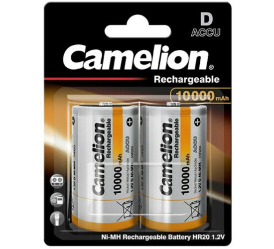 2 Stk. Camelion Mono D HR20 Akku  10000mAh 1,2V NiMH wiederaufladbar