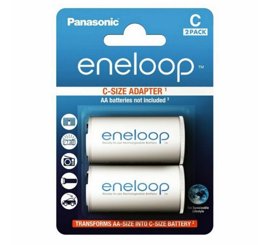 Panasonic Eneloop Adapter AA R6 nach C R14 für 1xAA 2er Blister BQ-BS2E/2E