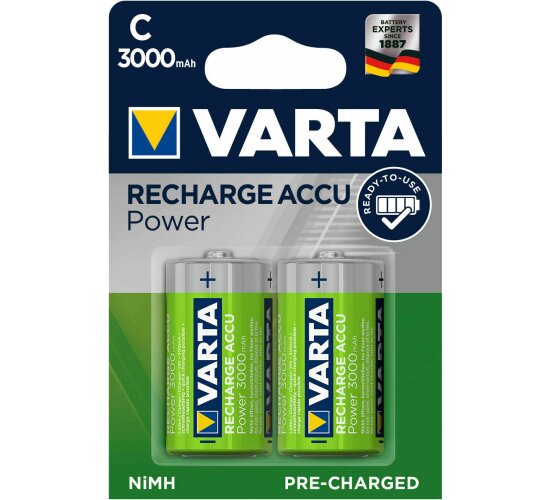 2 x Varta 3000mAh Baby C HR14 Akku 1,2 V 56714 Akku NiMh Accu - Ready to use