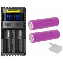 Nitecore SC2  3 A Zwei-Schacht-Ladegerät  2 x Lishen Akku 21700 -5000  mAh  Box