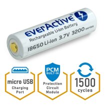 EverActive Micro USB 18650 - 3,7V 3200mAh (geschützt) - 7A