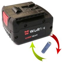 Akkureparatur Zellentausch für Würth Akku 14,4 V t mit 3.0 Ah --  0700 916 431