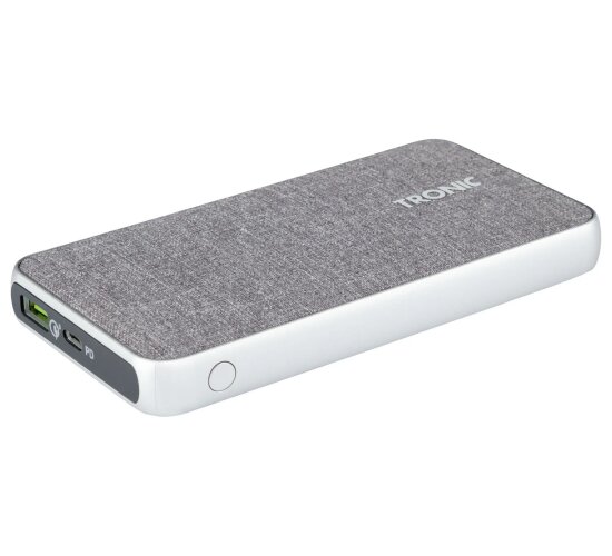 TRONIC Powerbank, 10000 mAh, mit Stoff ( grau ) und LC Display