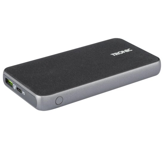 TRONIC Powerbank, 10000 mAh, mit Stoff ( schwarz  ) und LC Display