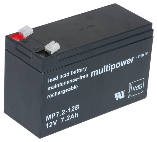 Multipower Blei-Akku MP7,2-12B Pb 12V / 7,2Ah VdS-Nr. G109009, Faston 6,3