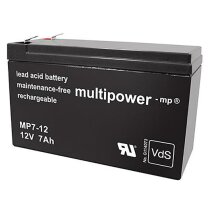 Multipower Blei-Akku MP7-12 Pb 12V / 7Ah VDS 	Faston 4,8 mm