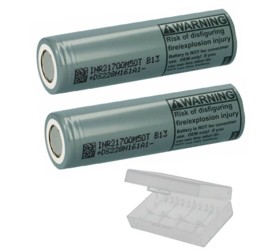 2 x LG INR21700-M50LT 5000 mAh - 14.4 A Akku 3,6 V Li-Ion in Transportbox