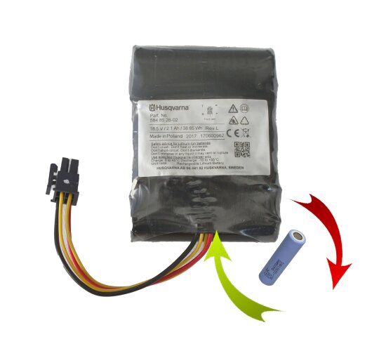 Akkureparatur / Zellentausch Husqvarna 18,5 V 5848528-02 mit 2,1 Ah
