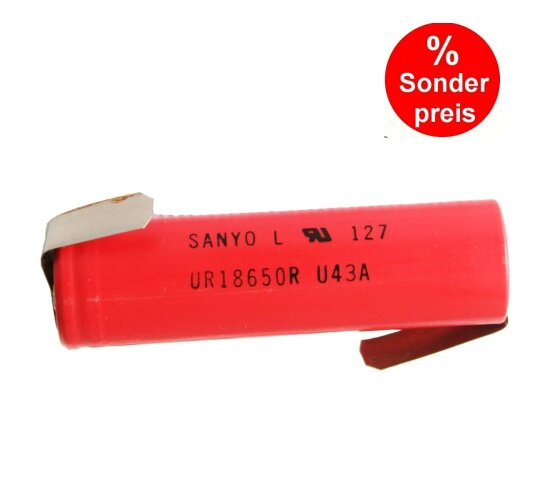 Sanyo UR18650-R 3,6V - 2000mAh 15 A Li-Ion Akku mit Lötfahne Z / Sonderpreis