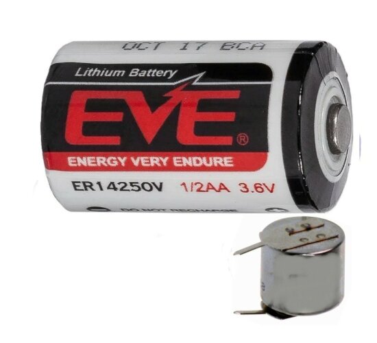 EVE ER14250 LS14250 1/2 AA Lithium-Thionylchlorid 3,6 V mit Printanschluss 1 +/-