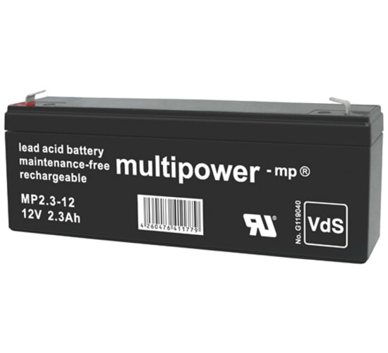 Multipower Blei-Akku MP2,3-12 Pb 12V / 2,3Ah VdS-Nr.G119040, Faston 4,8