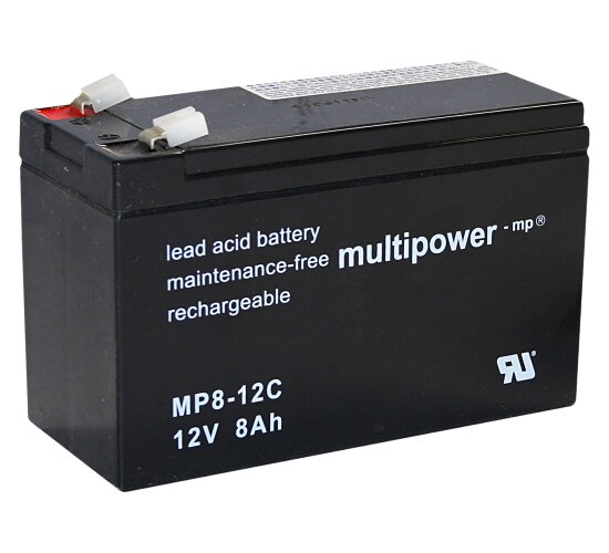 Multipower Blei-Akku MP8-12C Pb 12V / 8Ah Zyklenfest, Faston 6,3