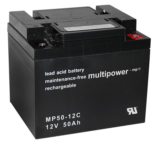 Multipower Blei-Akku MP50-12C Pb 12V / 50Ah Zyklenfest, M6 Innengewinde