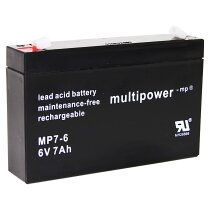 Multipower Blei-Akku MP7-6 Pb 6V / 7Ah Faston 4,8