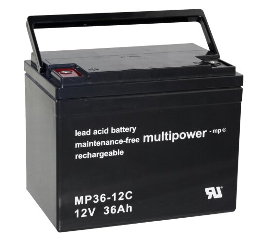 Multipower Blei-Akku MP36-12C Pb 12V / 36Ah AGM Zyklenfest, M6 Innengewinde