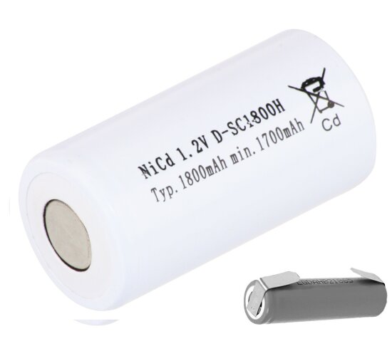 Mexcel Akku Sub-C 1,2V / 1800mAh NS1800SCH Hochtemperatur Lötfahne U