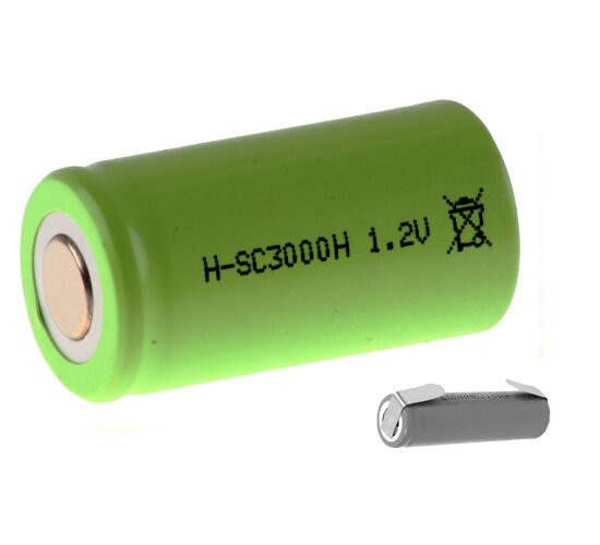 Mexcel Akku Sub-C 1,2V / 3000mAh NS3000SCHT Hochtemperatur NiMh Lötfahne U