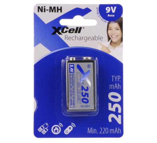 XCell 9V-Block Akku Ni-MH 8,4V / 250mAh