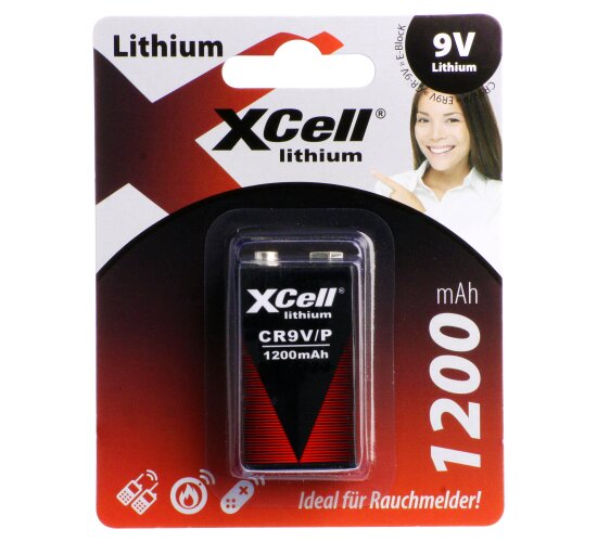 XCell Lithium 9V-Block 1200 mAh Rauchmelder