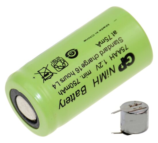 GP Akku 2/3 AA 1,2V / 750mAh GP75AAH NiMh Print 1 -/+