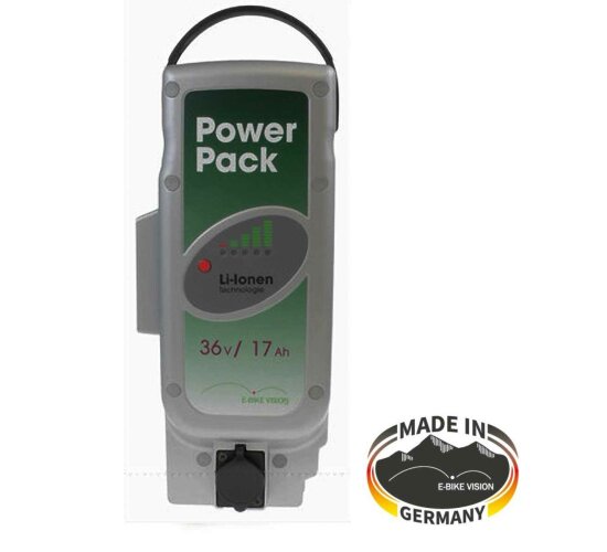 E-BIKE VISION Power Pack Ersatzakku für Panasonic Antrieb 36V 17Ah 612 Wh