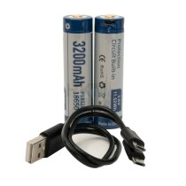 2x Keeppower 18650--3200mAh 3,6V (protected) - 8A - USB