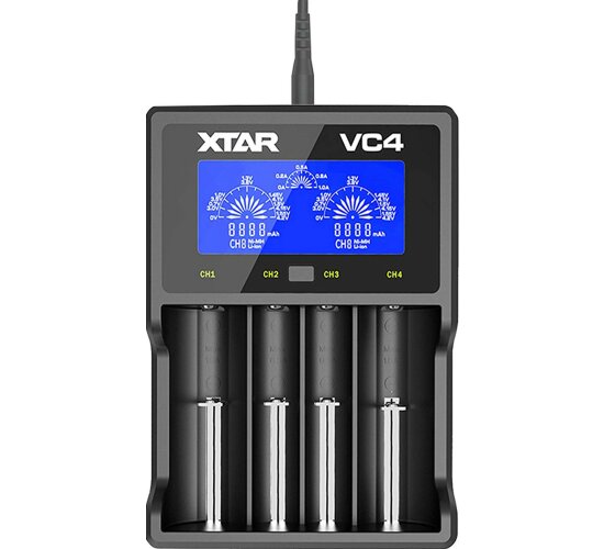 XTAR USB-Ladegerät VC4 LC-Display  Li-Ion
