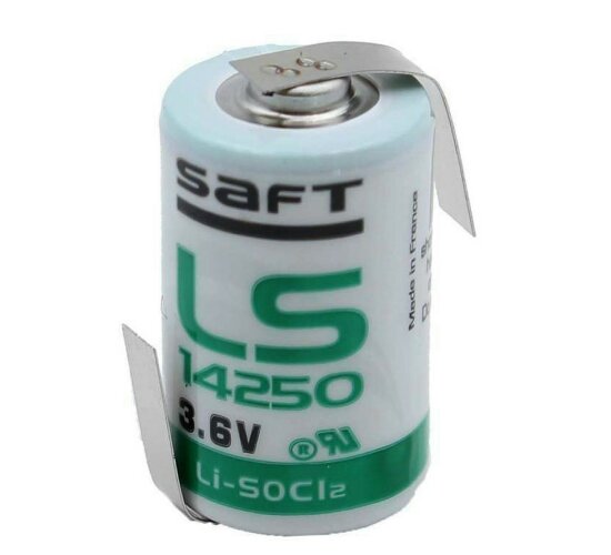Saft Batterie LS14250 1/2 AA Lithium-Thionylchlorid 3,6 V mit Lötfahne Z
