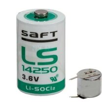 Saft Batterie LS14250 1/2 AA Lithium-Thionylchlorid 3,6 V mit Print Pin 1 +/-