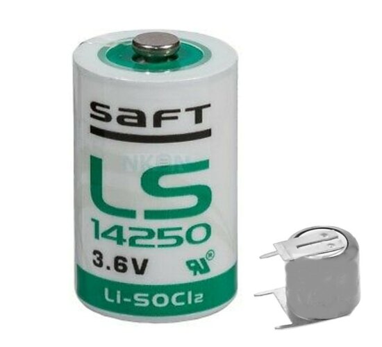 Saft Batterie LS14250 1/2 AA Lithium-Thionylchlorid 3,6 V mit Print Pin 2  +/- -