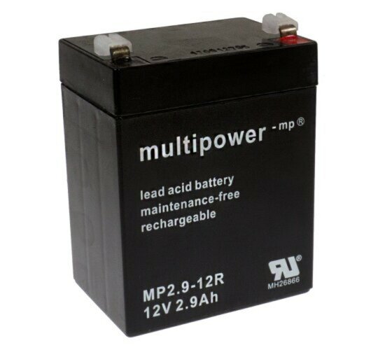 Multipower Blei-Akku MP2,9-12R Pb 12V / 2,9Ah Faston 4,8, Pluspol rechts