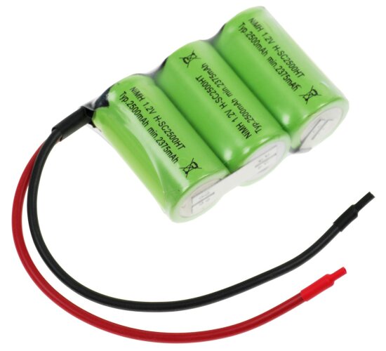 Mexcel Akkupack 3,6V 2500mAh SC HT Reihe mt Silikonkabel 20 cm Akku NiMh