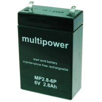 Multipower Blei-Akku MP2,8-6P Pb 6V / 2,8Ah Faston 4,8