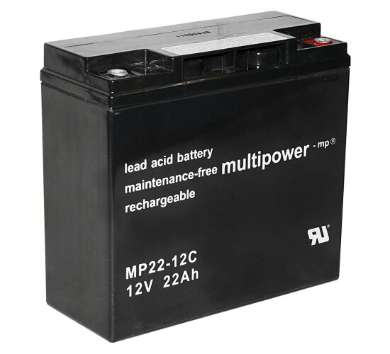 Multipower Blei-Akku MP22-12C Pb 12V / 22Ah Zyklenfest, M6 Innengewinde