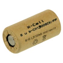 XCell Akku Sub-C 1,2V / 1500mAh NiCd 1500SCK Pappmantel