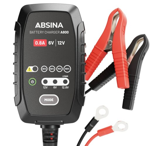 Absina Blei-/Gel AGM / Lithium-Ladegerät A800 7-Stufen Ladegerät 6V & 12V Akkus