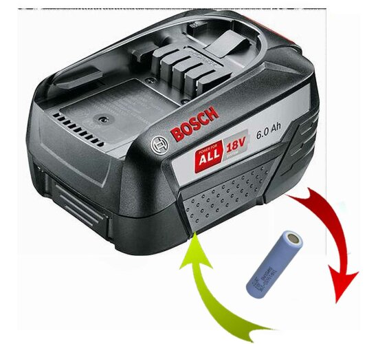 Reparatur Zellentausch für Bosch DIY Akku PBA 6,0 Ah 18V 1600A00DD7