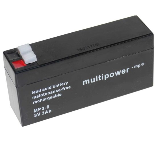 Multipower Blei-Akku MP3-8 Pb 8V / 3Ah Faston 4,8