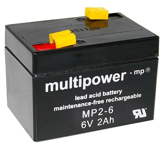 Multipower Blei-Akku MP2-6 b 6V / 2Ah Faston 4,8