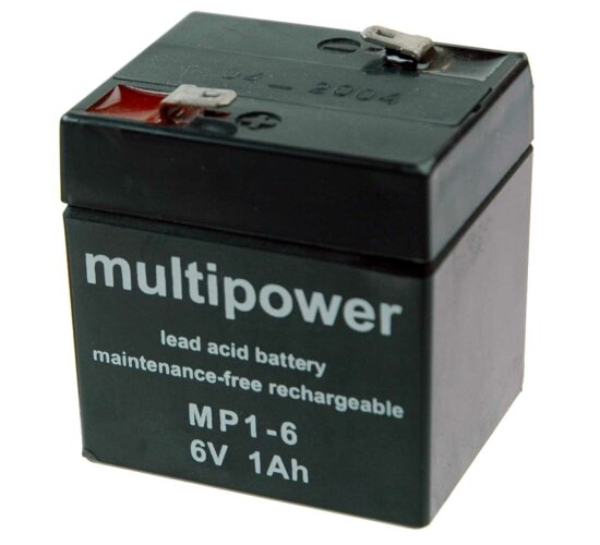 Multipower Blei-Akku MP1-6 Pb 6V / 1Ah Faston 4,8