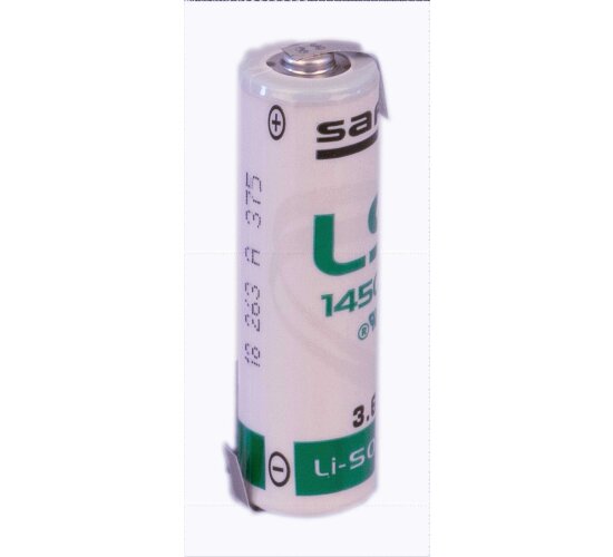 Saft Lithium 3,6V Batterie LS 14500 AA - Zelle Thionylchlorid 3,6 V Lötfahne Z